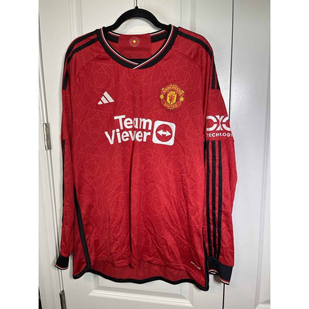 Adidas Manchester United 23/24 Long Sleeve Jersey‎ Sz XL Slim Fit Red